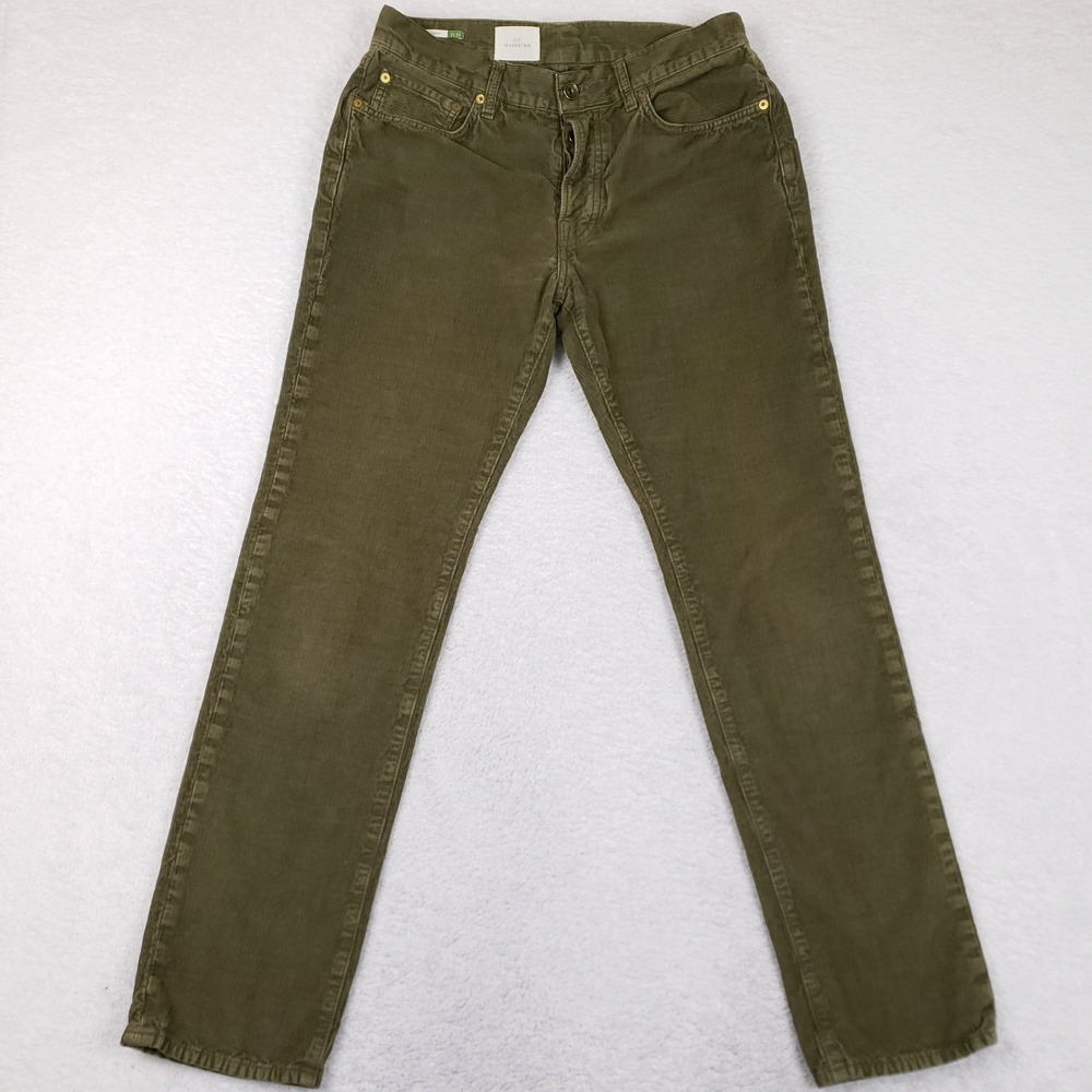 Sid Mashburn Mens Olive Green Corduroy 5-Pocket Straight Leg Pants 33x32